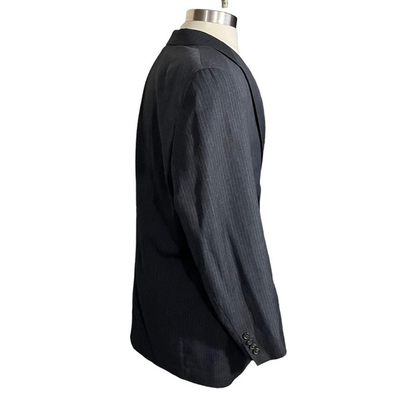 Ralph Ralph Lauren Black & Grey Penstriped Wool Cashmere Suit Jacket Sz 44R EUC - Picture 5 of 12
